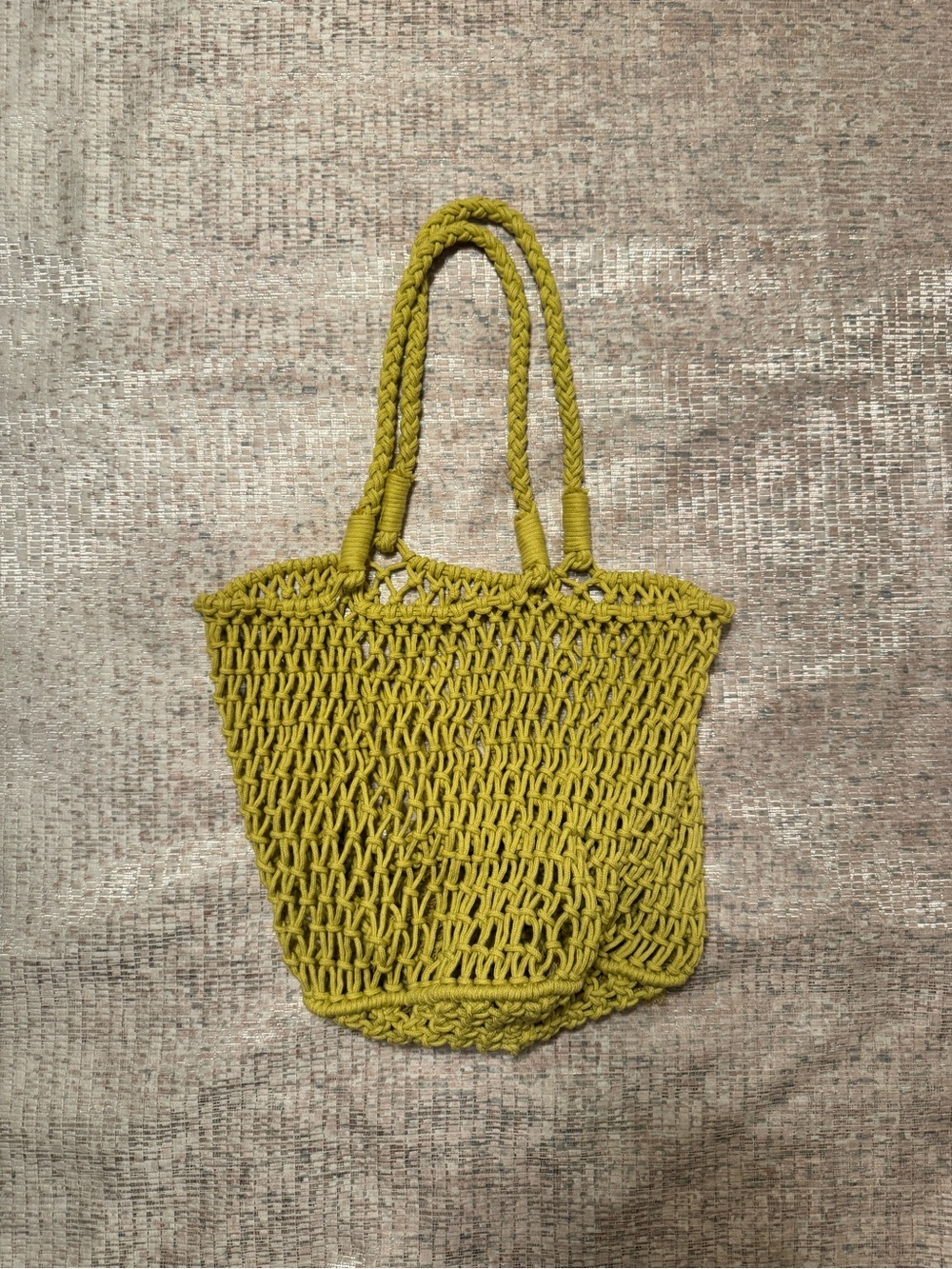 Woven Crochet Tote Bag in Chartreuse